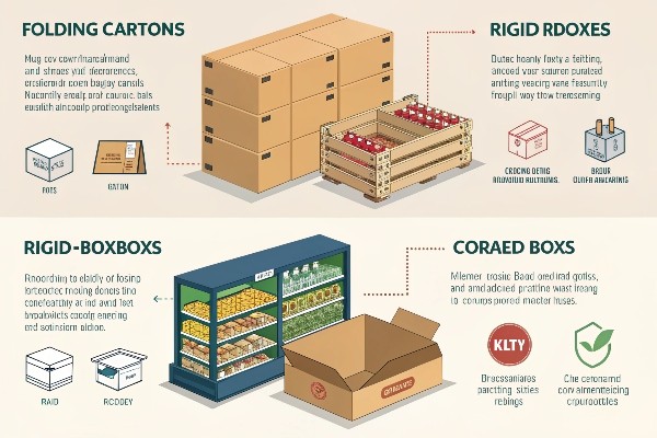 Variety of retail boxes on shelves