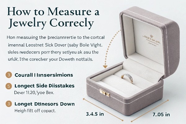 Diagram showing how to measure a jewelry box