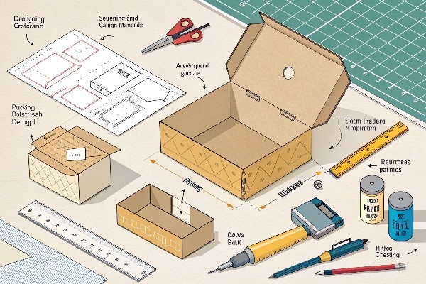 alt text: Machinery assembling rigid boxes