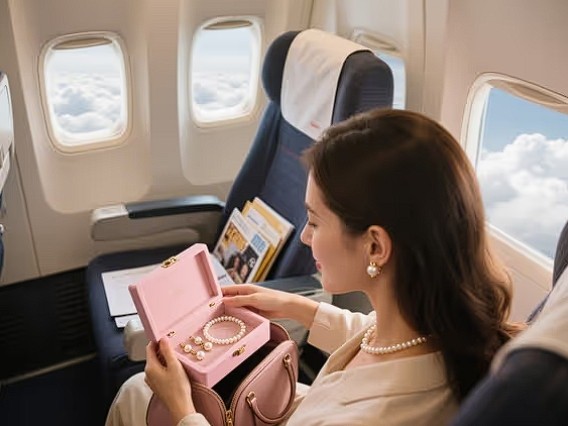 Jewelry organizer in airport security tray