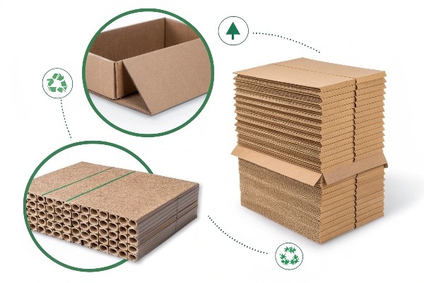 Placeholder showing samples of paperboard, corrugated, and chipboard