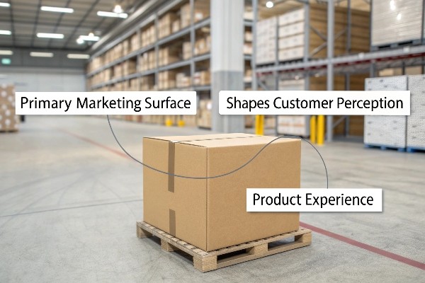 Person happily receiving a branded box