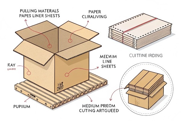 Step-by-step cardboard box making