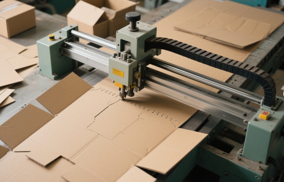 alt text: Kraft paper rolls ready for box production