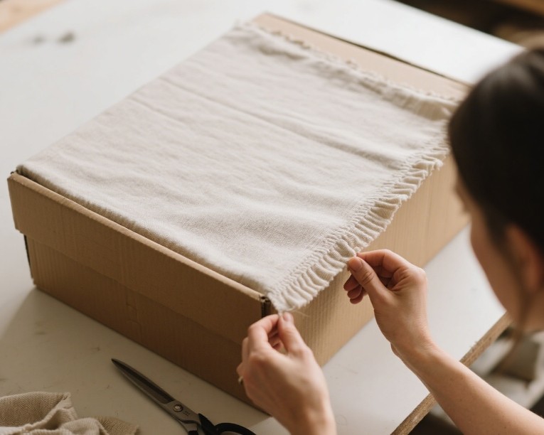 Fabric box covering no sew technique