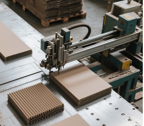 alt with keywords: structure of corrugated material showing flutes and linerboard