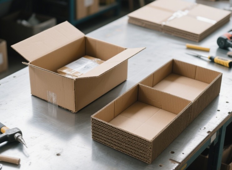 alt with keywords: comparison of cardboard (paperboard) and corrugated box