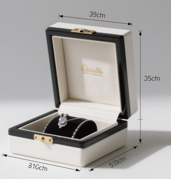 Diagram showing L x W x H of a jewelry box