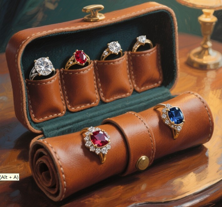 Compartments inside a travel jewelry organizer