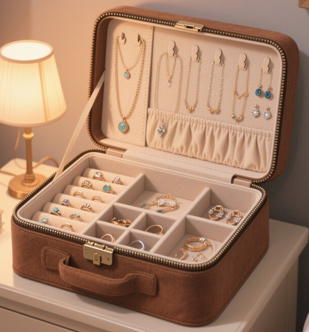 Large multi-layer travel jewelry box