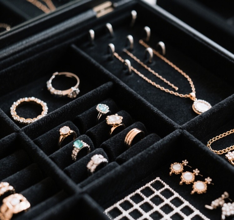 Jewelry organizer placed inside carry-on luggage