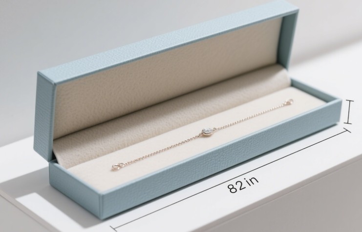 Bracelet next to an appropriately sized jewelry box