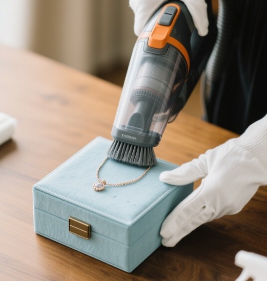 Clean fabric jewelry box
