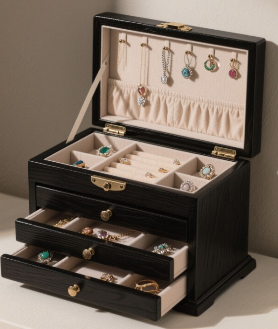 alt text="A collection of high-end jewelry boxes considered as organizers"