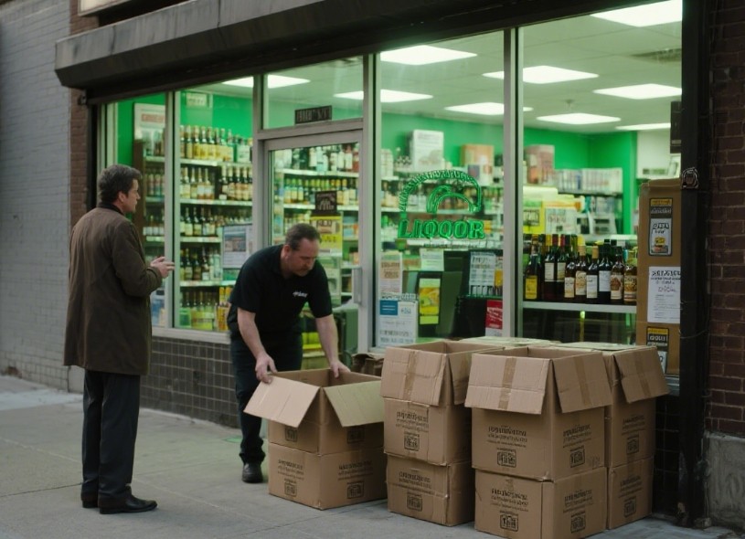 A stack of used cardboard boxes from a supermarket