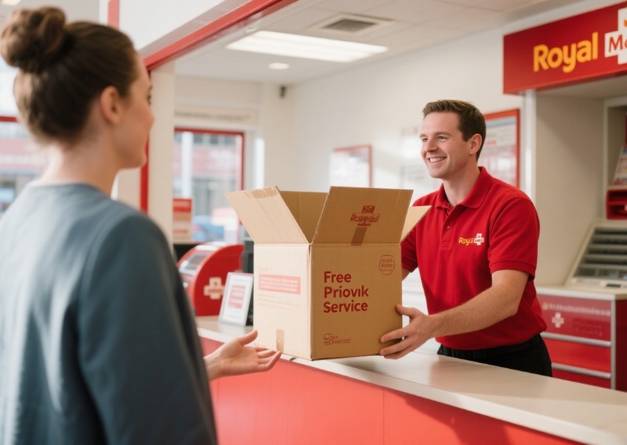 A selection of official postal service shipping boxes
