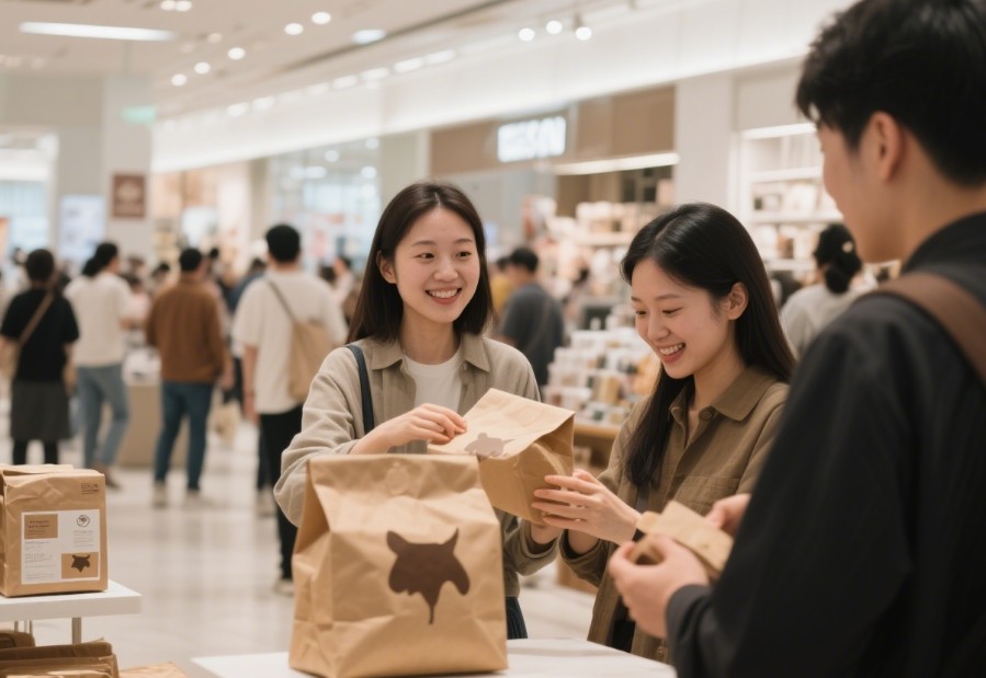 A beautifully branded kraft box with a company logo