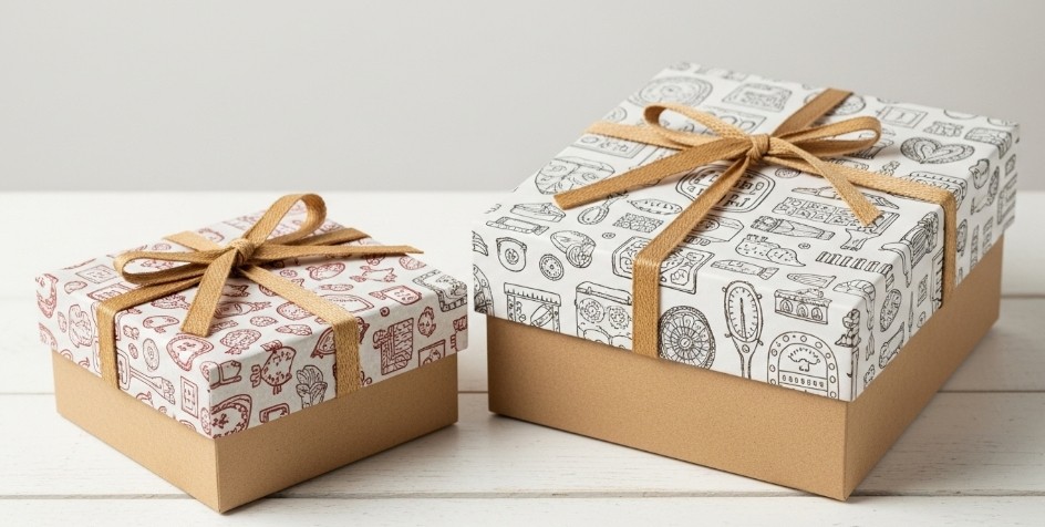 A sturdy and elegant rigid gift box being opened