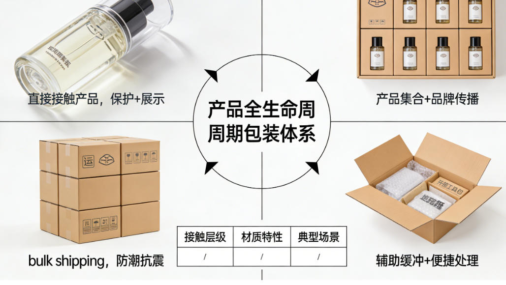 An infographic showing the four types of packaging