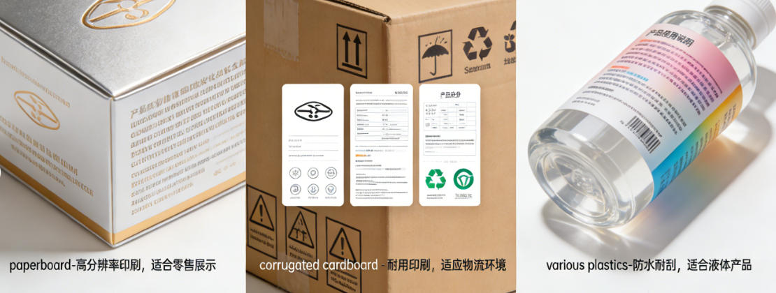 A variety of printed packaging materials