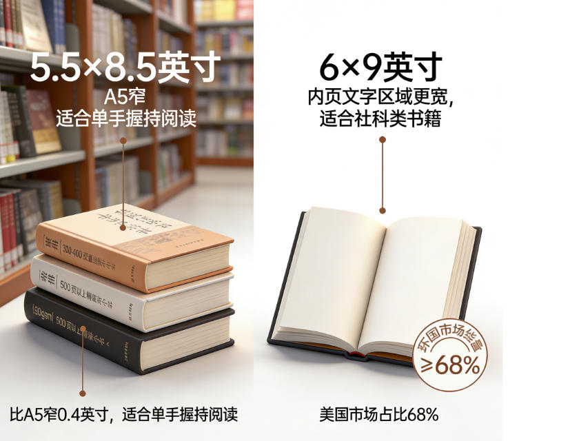 A comparison of A4, A5, and a standard paperback book