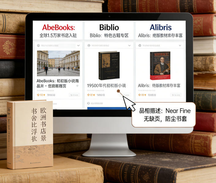 A person browsing shelves in a cozy, old bookstore
