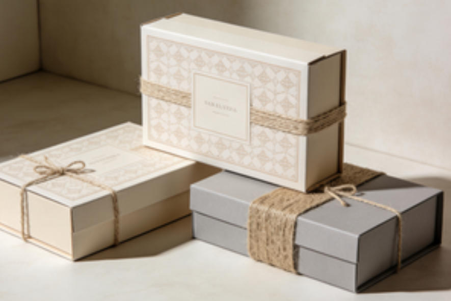 A minimalist jewelry box on a dresser