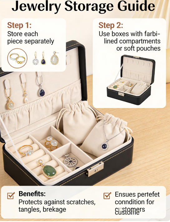An organized jewelry drawer with compartments