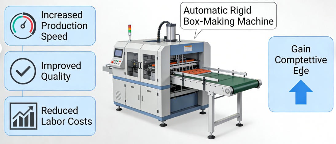 A diagram showing the process of making a rigid box