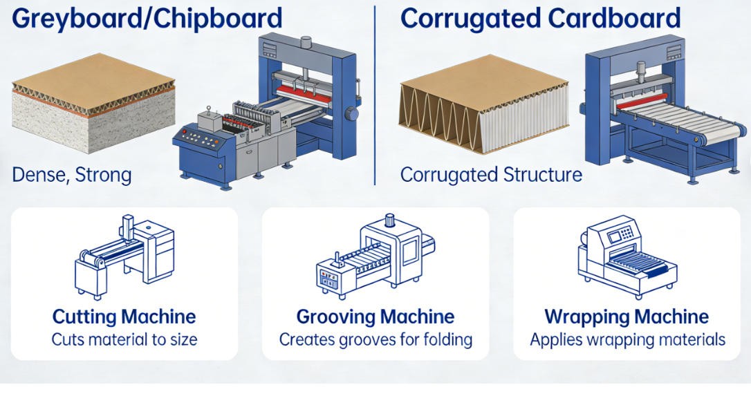 A close-up of greyboard material