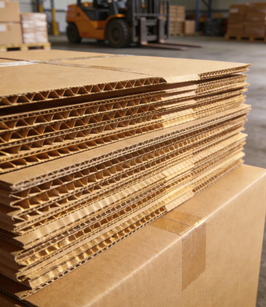 A stack of corrugated boxes ready for shipping