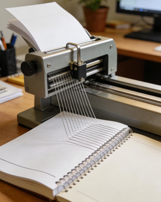 binding machine holding paper