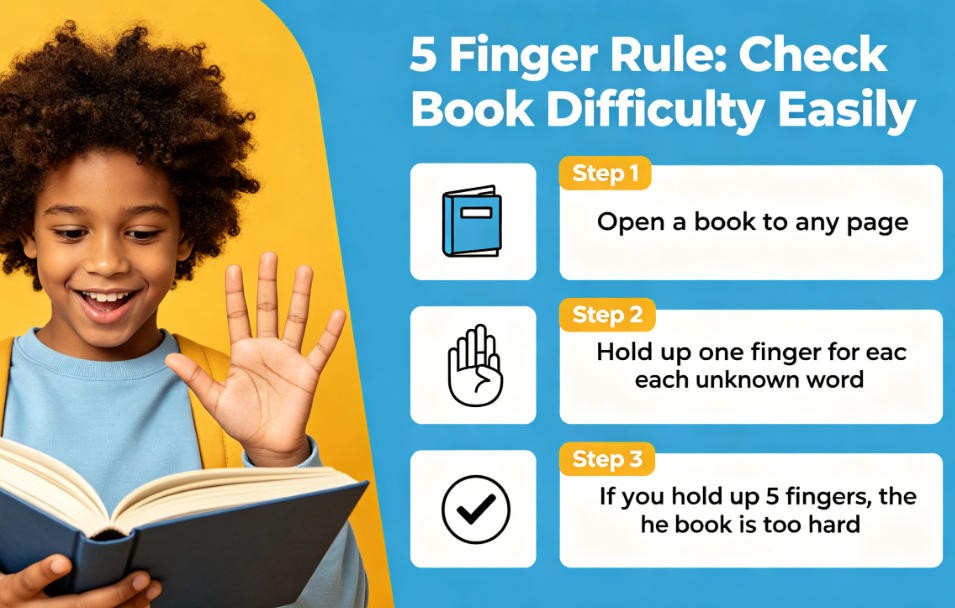 5 finger rule for reading