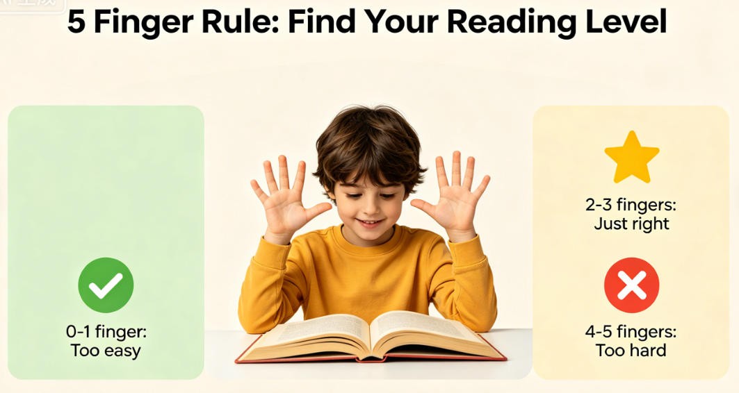 5 finger rule for reading
