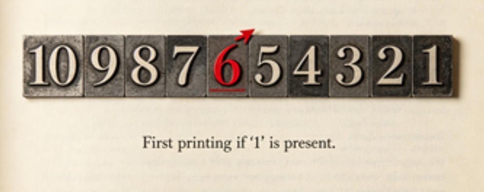 printers key numbers in book