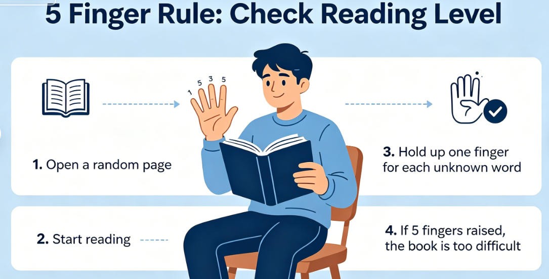 5 finger rule for reading