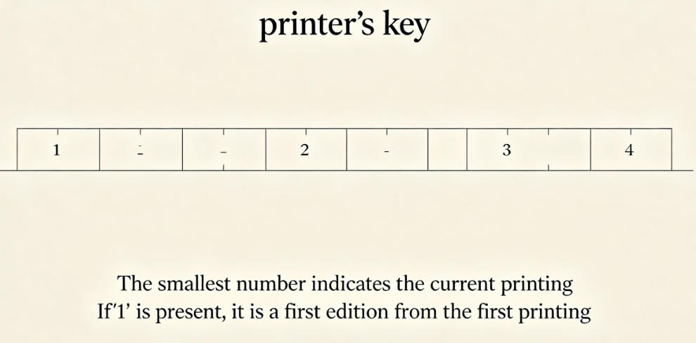 copyright page with number line
