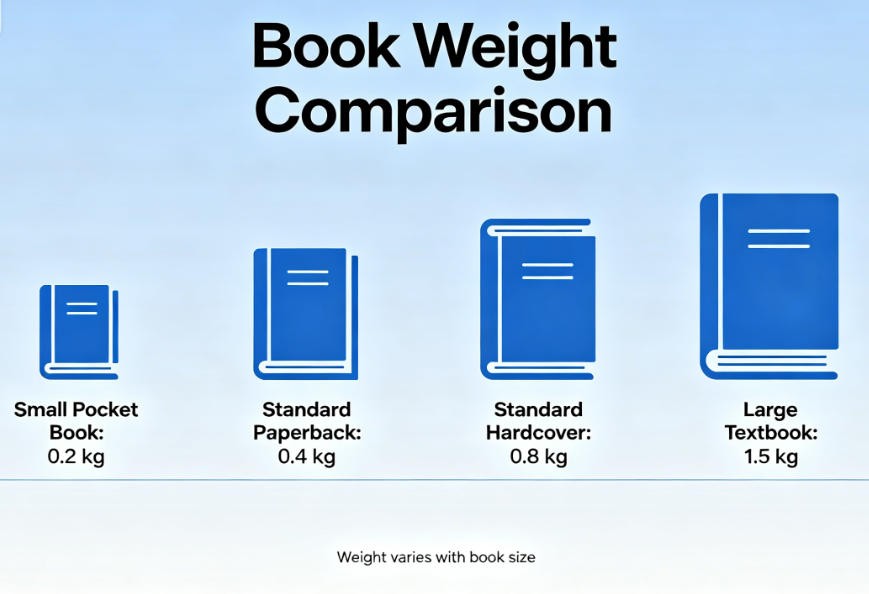 books weigh in kg