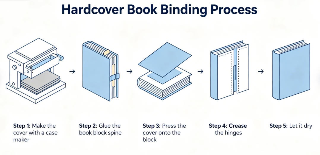 step by step hardcover book binding process