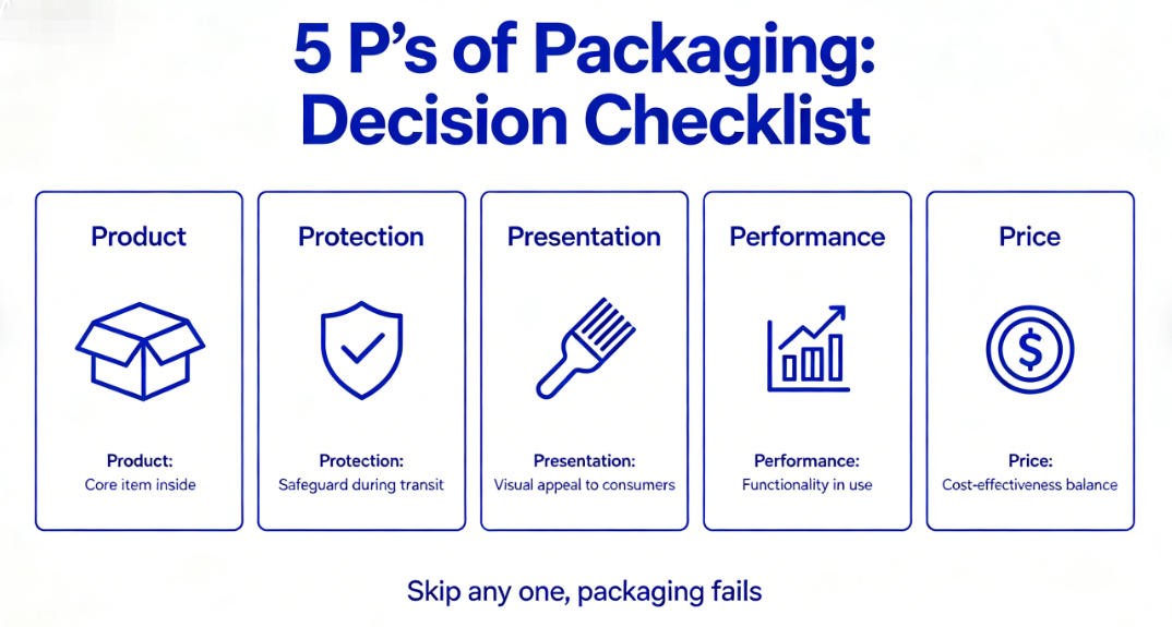 the 5 P's packaging framework diagram