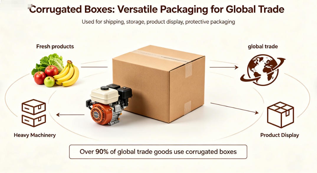 corrugated boxes being used for shipping and storage