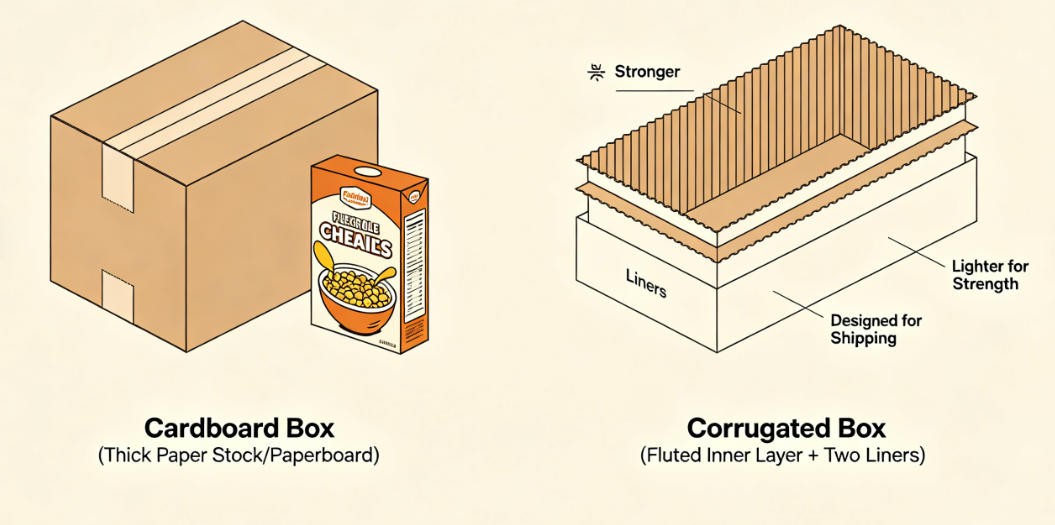 cardboard box vs corrugated box comparison