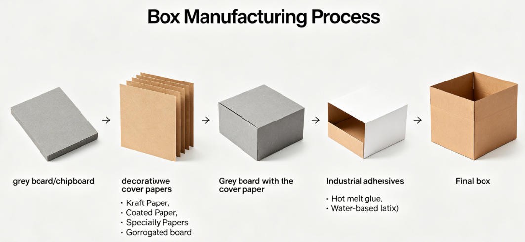 box materials grey board kraft paper and cover paper
