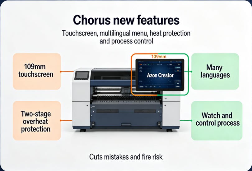 DTF powder shaker touchscreen and overheat protection