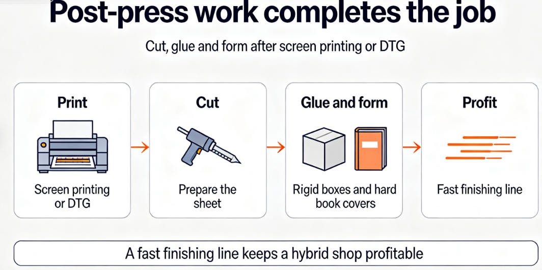 post-press finishing rigid box and hard book cover machines