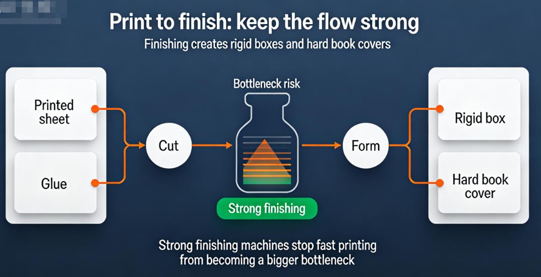 rigid box and hard book cover finishing line
