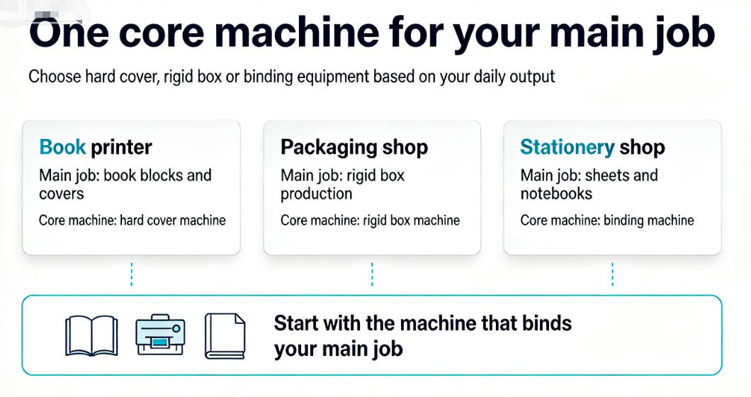 rigid box and hard cover machines for post press