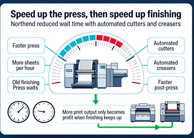 Automated cutting and creasing machine for post-press finishing