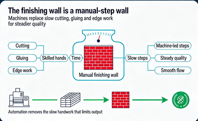  manual finishing bottleneck in sign workshop 