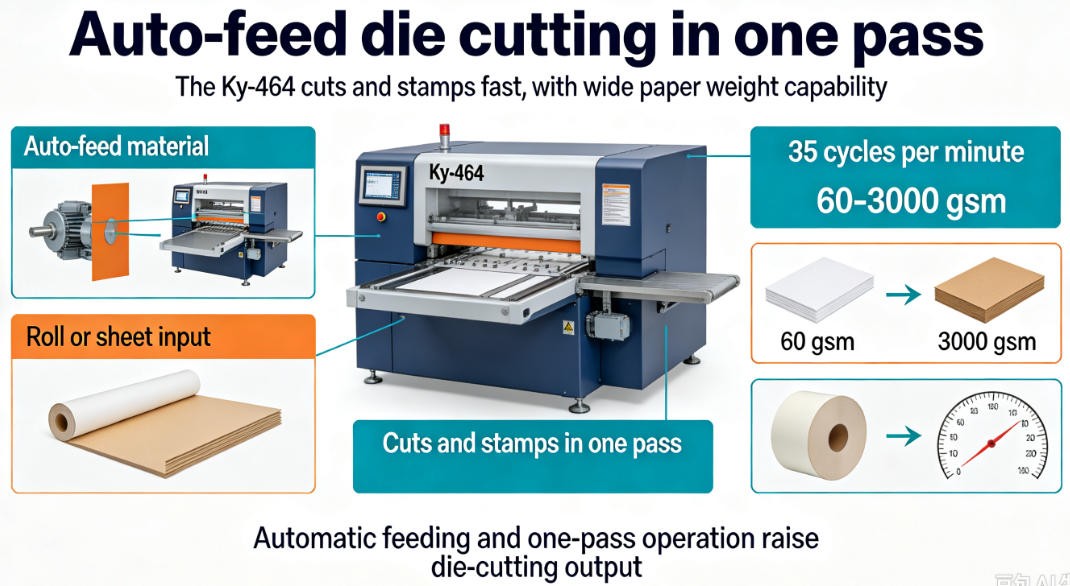  auto feed die cutting machine in production 